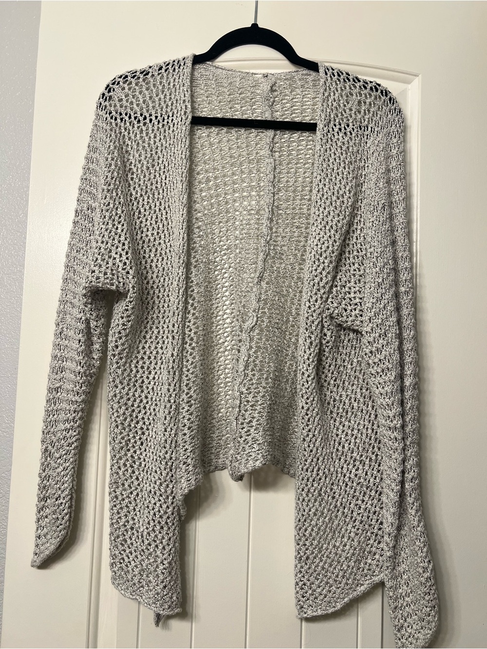 Made in Italy 100% Cotton Light Gray Open Knit Women's Cardigan Sweater
